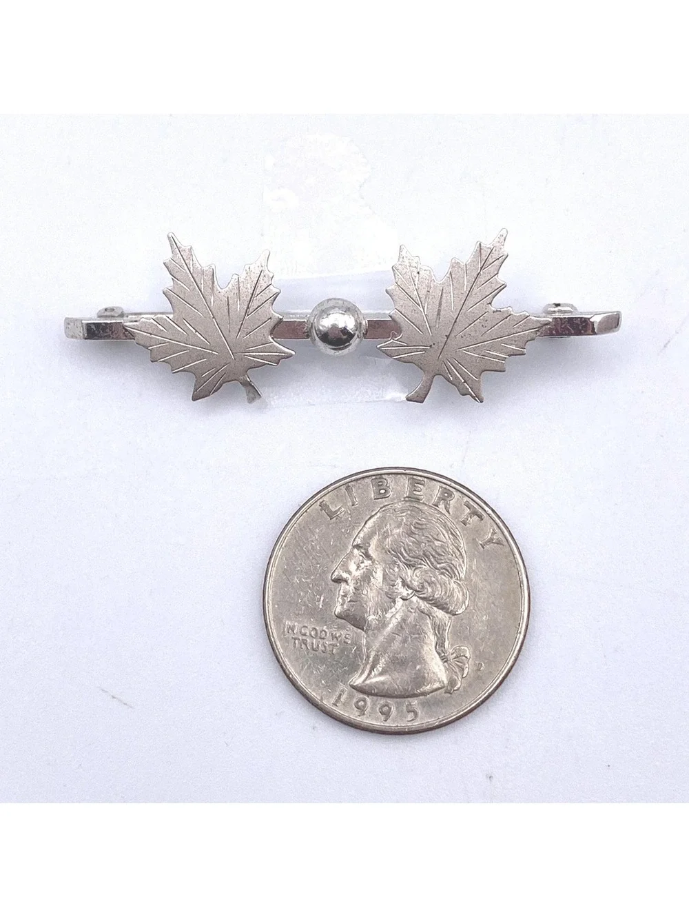 Vintage BOND BOYD Sterling Silver Maple Leaf Brooch, Bar Brooch.